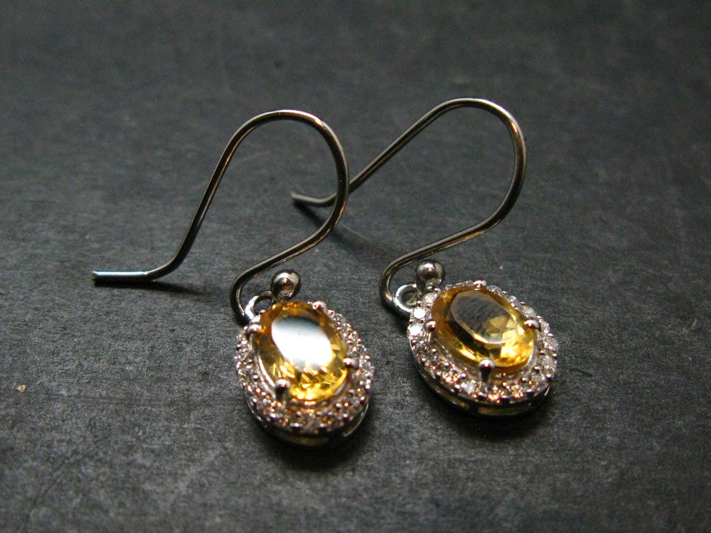 Faceted Golden Yellow Citrine 925 Sterling Silver Drop Earrings - 1.0"