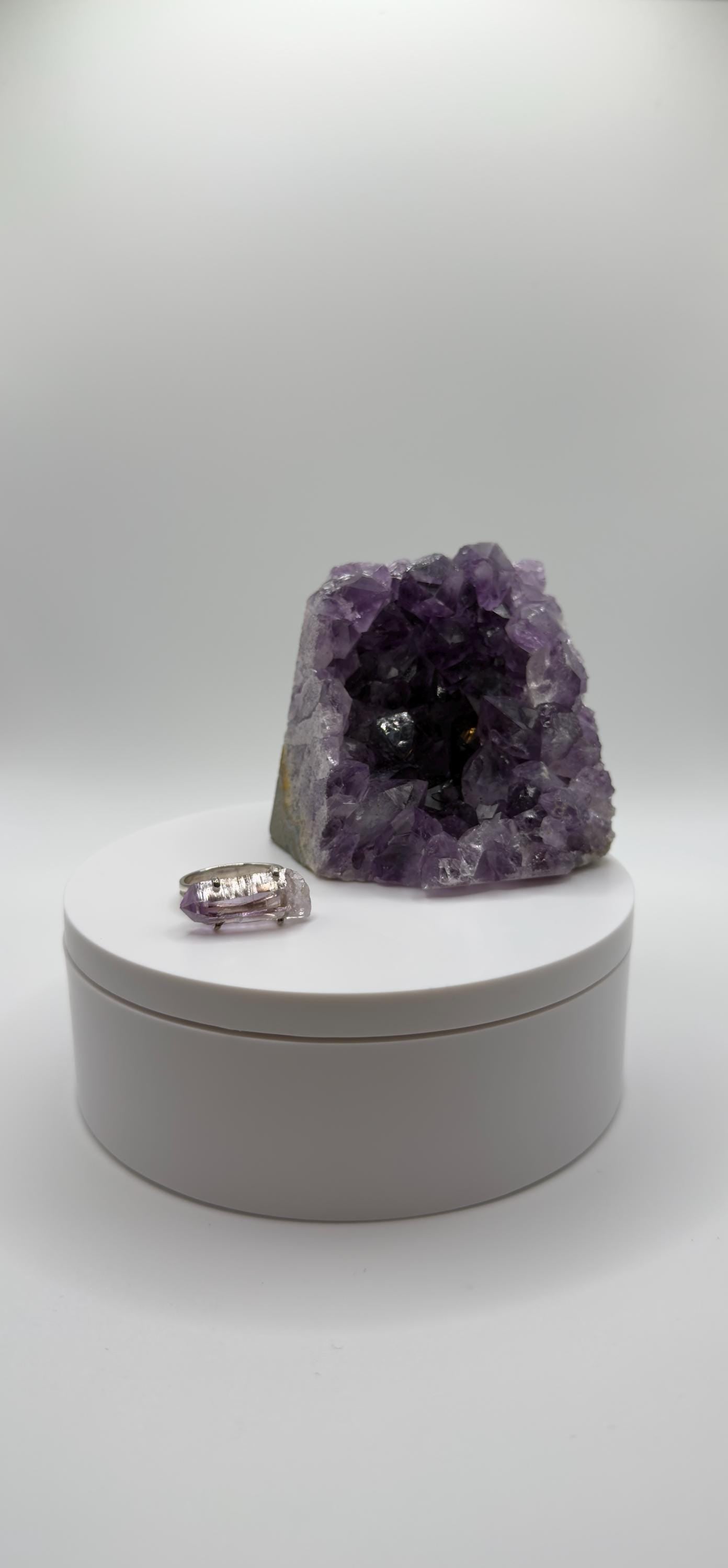 Raw Amethyst Ring – Silver Band – Unique Natural Crystal Jewelry – Handmade Statement Piece - Size 9