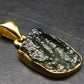 Moldavite Tektite Gold Plated Silver Pendant from Czech Republic - 1.1" - 2.0 Grams