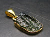 Moldavite Tektite Gold Plated Silver Pendant from Czech Republic - 1.1" - 2.0 Grams