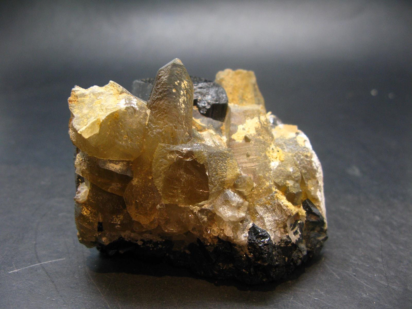 Fine Black Tourmaline and Smoky Quartz Crystal From Namibia - 3.6"
