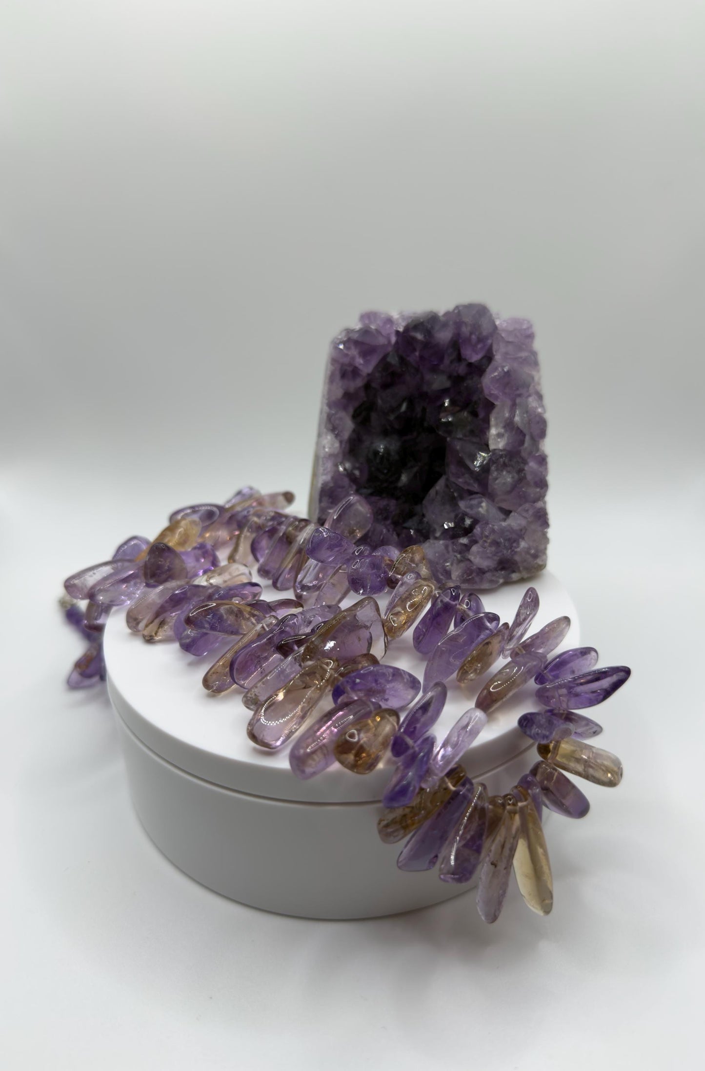 Raw Ametrine Crystal Necklace – Chunky Natural Gemstone Beads – Amethyst Citrine Statement Jewelry - 149.27 Grams