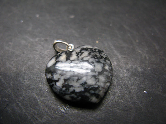 Rare Impactite Silver Heart Pendant From Norway - 1.1"