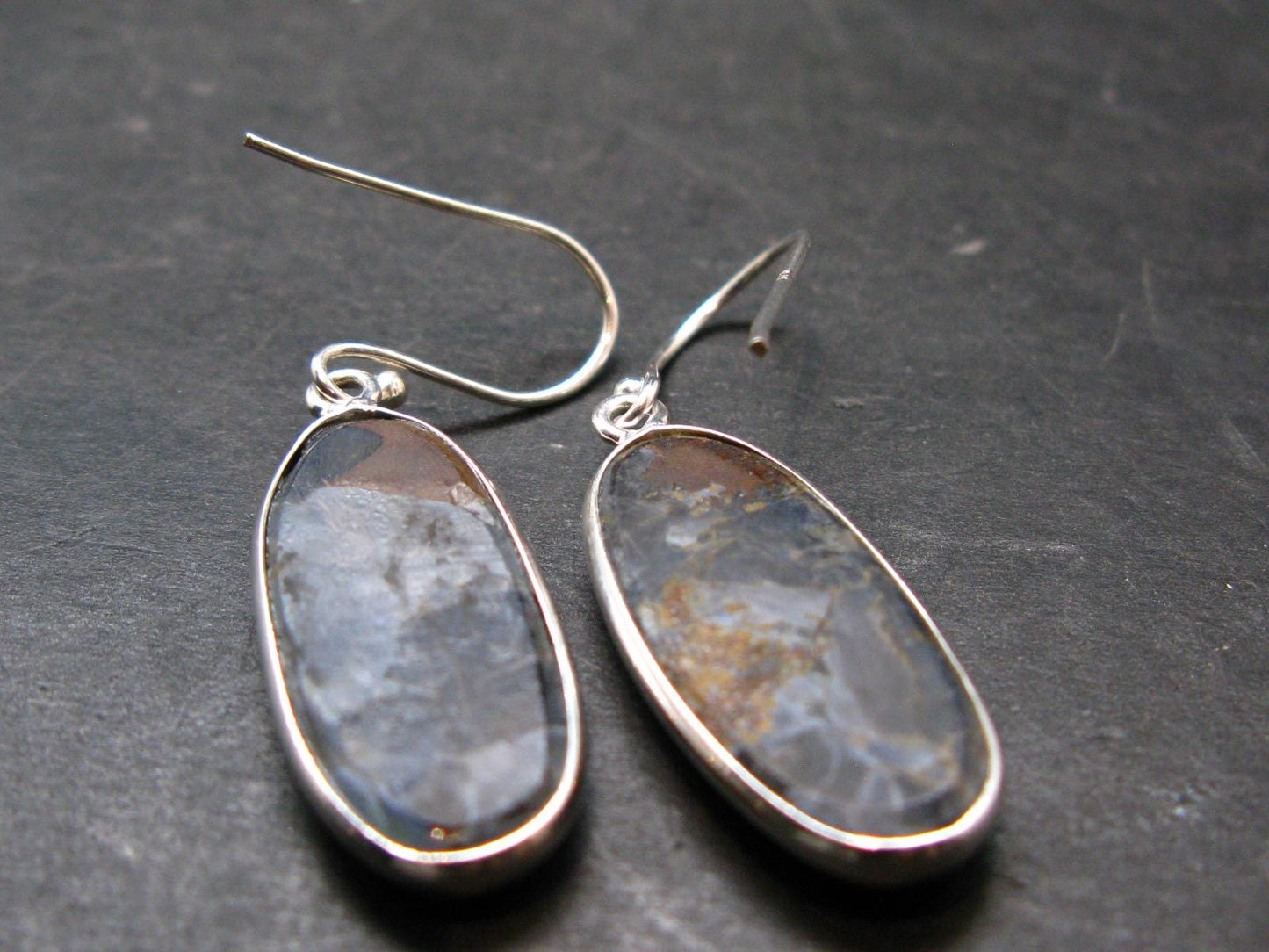 Natural Pietersite Silver Earrings from Namibia - 1.6" - 5.33 Grams