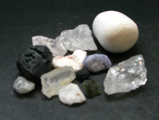 Synergy 12 Set Phenakite Moldavite Natrolite Petalite Danburite Tektite Scolecite Herderite Tanzanite Brookite 73.35 Gr