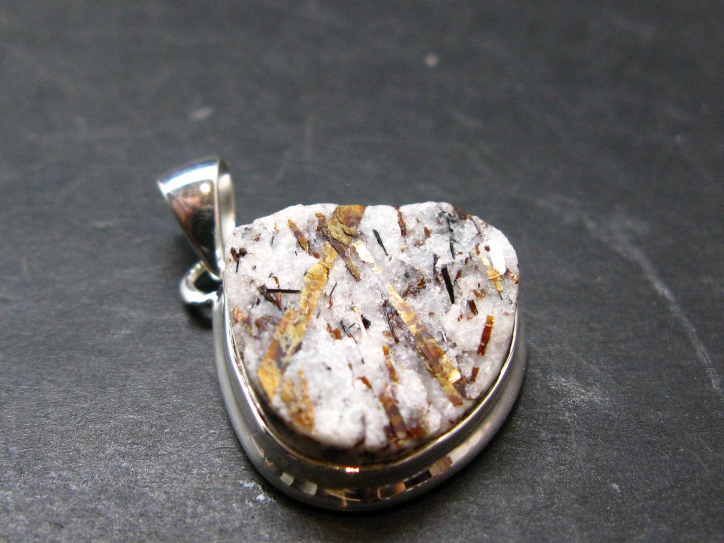 Astrophylite Astrophyllite Silver Pendant From Russia - 1.2" - 6.74 Grams