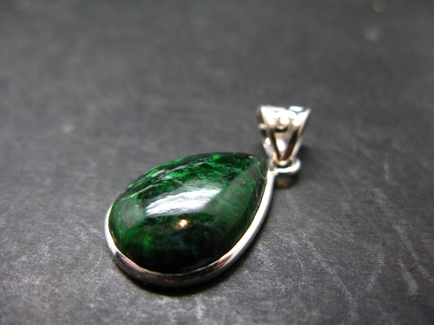 Extremely Rare Natural Maw Sit Sit Crystal Silver Pendant from Myanmar - 1.2" - 4.18 Grams