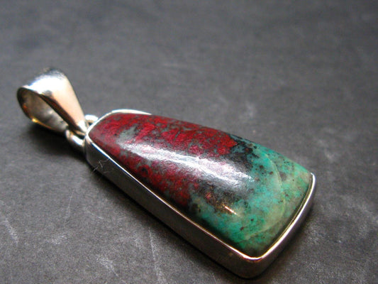 Crimson Cuprite w/ Chrysocola Silver Pendant from Mexico - 1.4" - 5.29 Grams