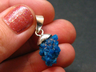 Cavansite Crystal Pendant In Sterling Silver From India - 1.0"