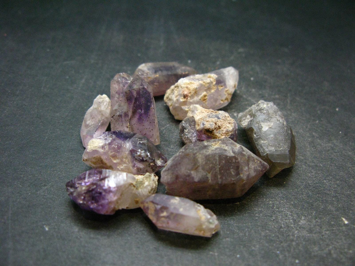 Lot Of 10 Rare Brandenberg Brandberg Amethyst Quartz Crystals From Namibia - 49.08 Grams