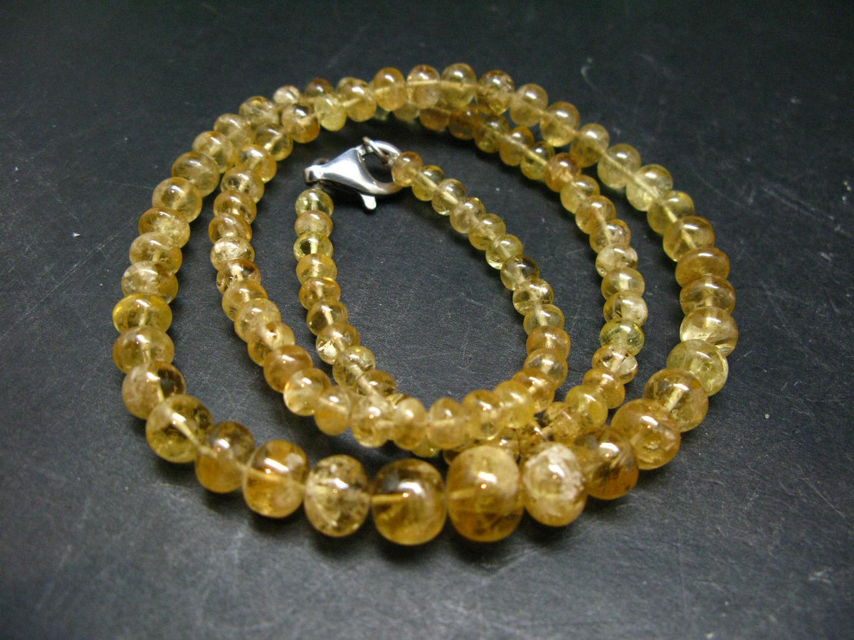 Gem Gold Agni Danburite Silver Necklace From Tanzania - 20'' - 194 Carats