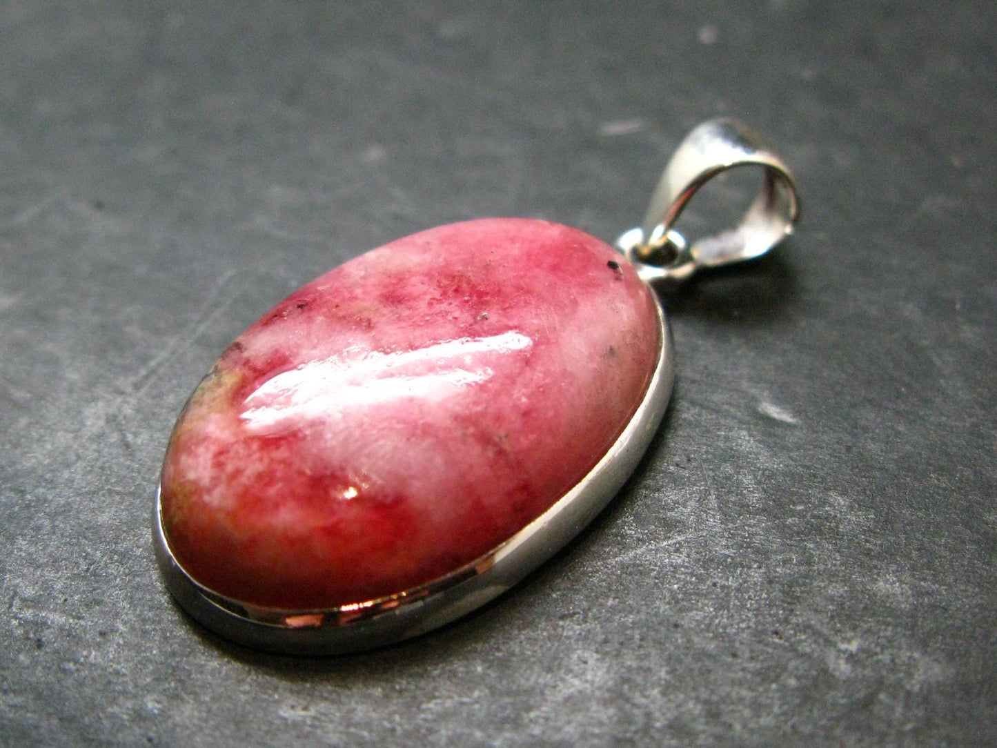 Rare Pink Tugtupite Sterling Silver Pendant From Greenland - 1.5" - 5.85 Grams