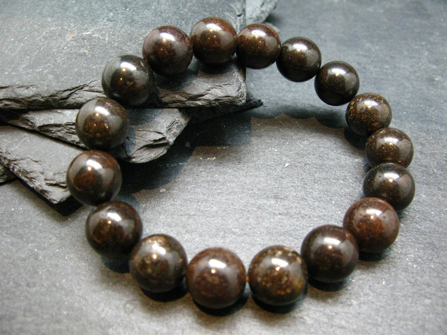 Meteorite Chondrite Genuine Bracelet ~ 7 Inches ~ 12mm Round Beads