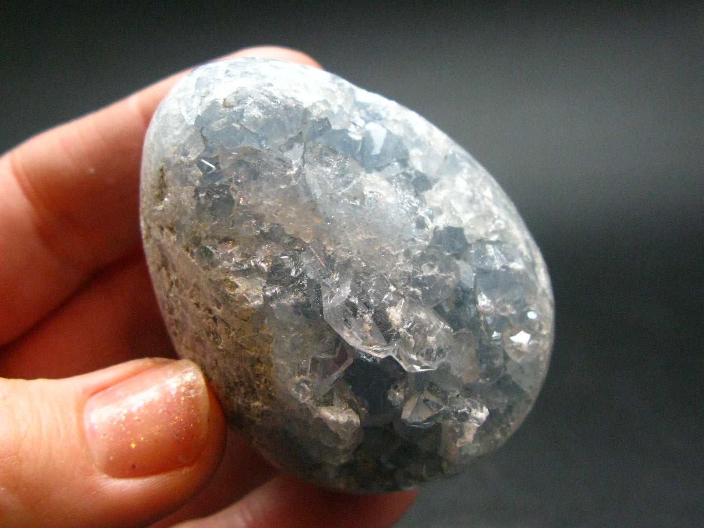 Natural Sky Blue Celestite Celestine Egg from Madagascar - 2.1"