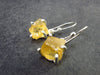 Stone of Success!! Natural Raw Golden Yellow Citrine 925 Sterling Silver Drop Earrings - 0.9" - 2.58 Grams