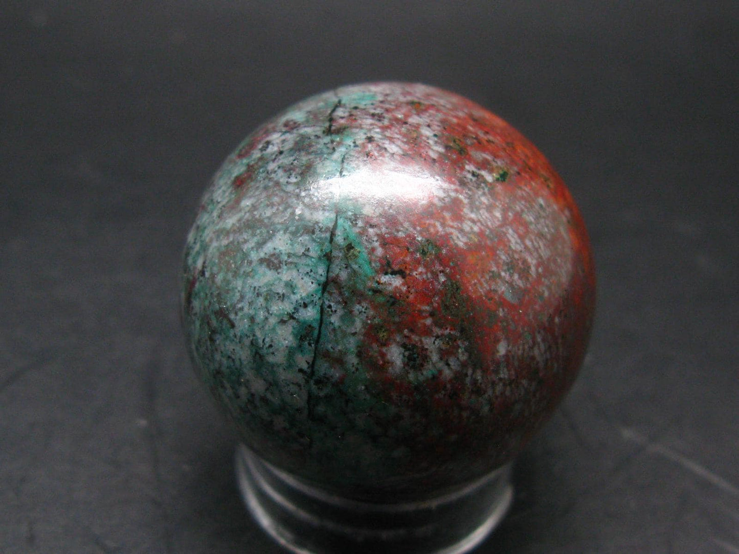 Crimson Cuprite w/ Chrysocola Sphere Ball from Mexico - 1.6" - 119.2 Grams