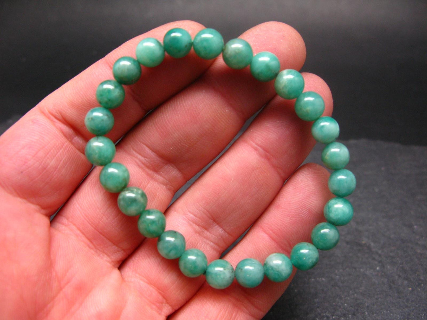 Emerald Gem Genuine Bracelet ~ 7 Inches ~ 7mm Round Beads