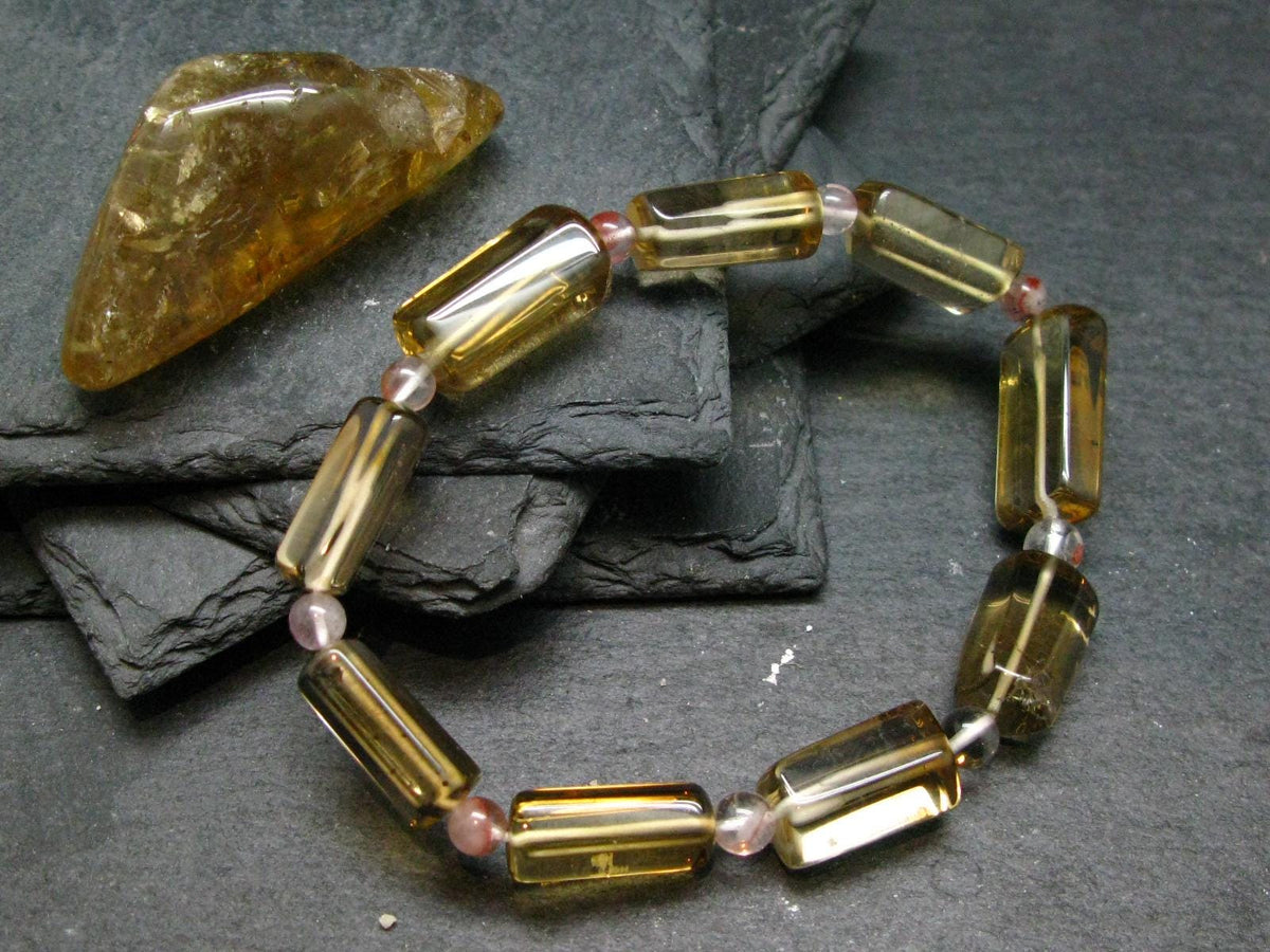 Citrine Genuine Unheated Bracelet ~ 7.5 Inches ~ 20mm Tube Beads