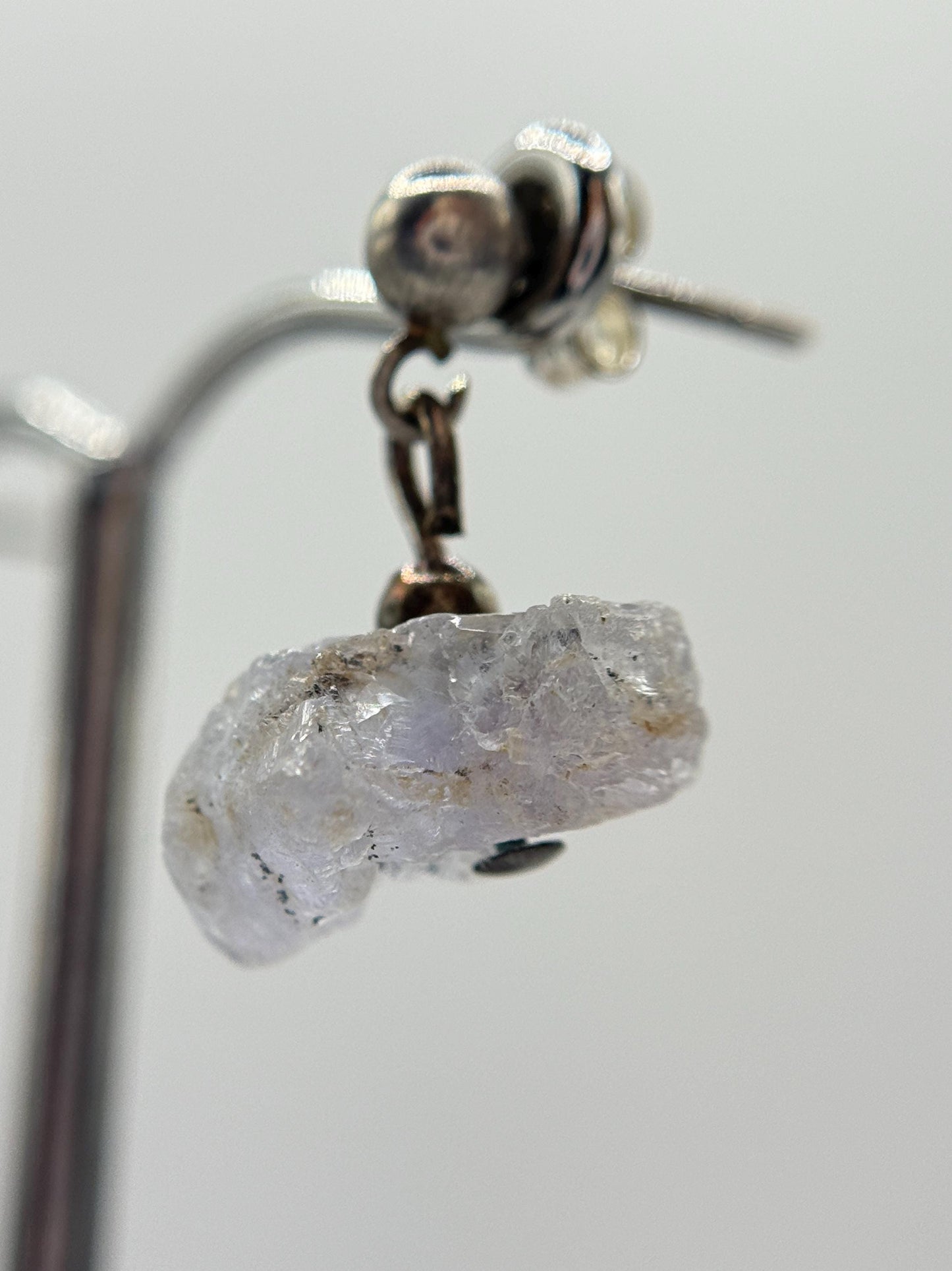 Raw Herderite Crystal Drop Earrings in Sterling Silver – Natural Mineral Dangle - 2.60g