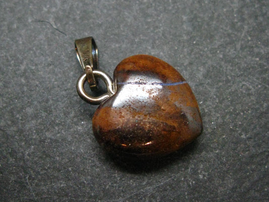 Rare Boulder Opal Heart Silver Pendant from Australia - 0.9" - 2.70 Grams