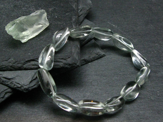 Prasiolite Green Amethyst Genuine Bracelet ~ 7 Inches ~ 14mm Tumbled Beads