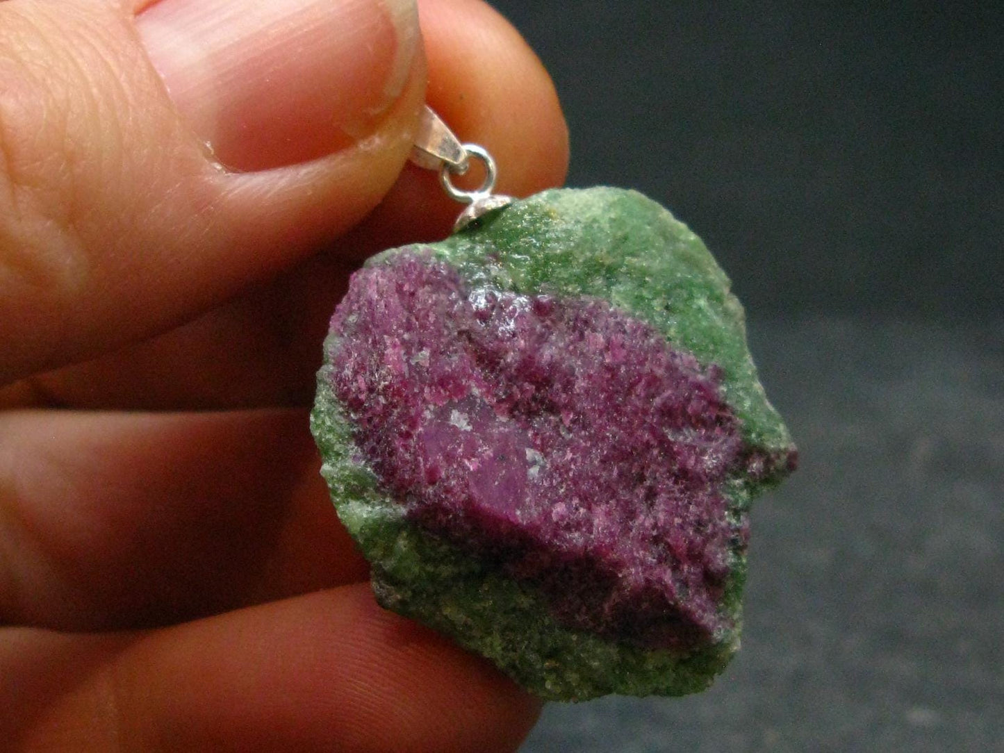 Ruby In Zoisite Silver Pendant from India - 1.3" - 6.87 Grams