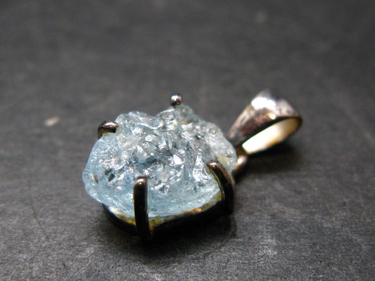 Aquamarine Crystal Silver Pendant From Brazil - 0.8" - 1.96 Grams