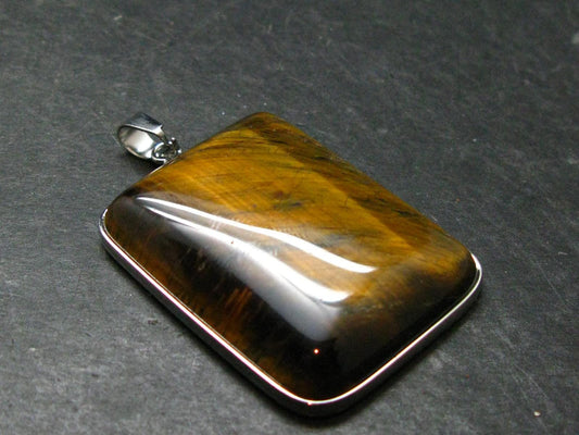 Tiger Eye Silver Plated Pendant - 2.1"