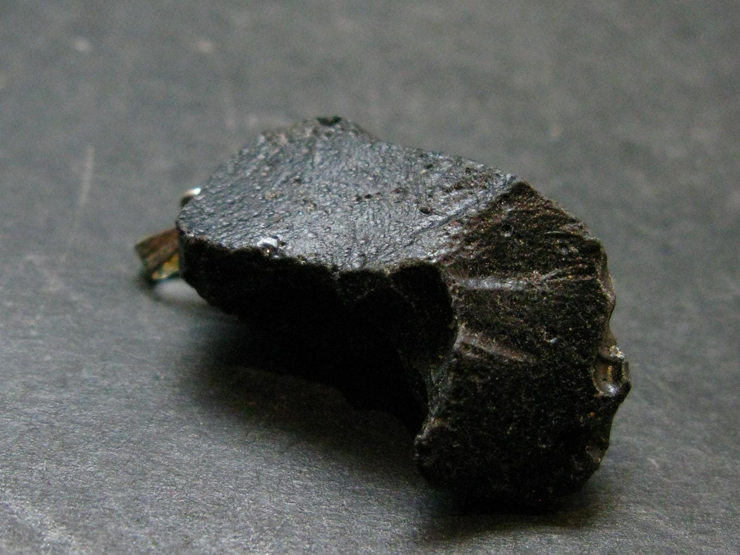 Tibetan Black Tektite Silver Pendant From Tibet - 1.4" - 5.46 Grams