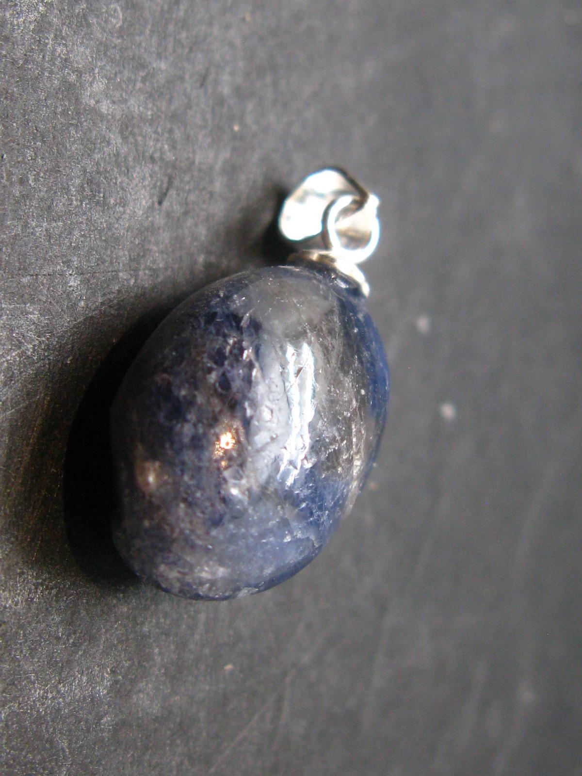 Gem Blue Sapphire Corundum Crystal Silver Pendant From Sri Lanka - 15.5 Carats