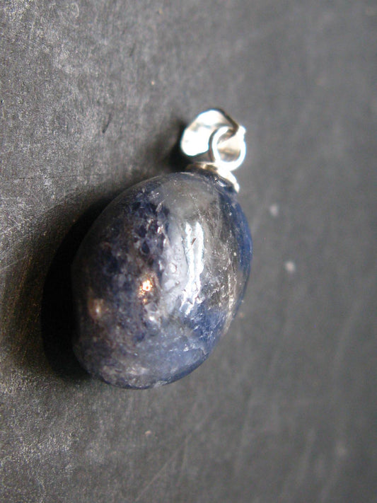 Gem Blue Sapphire Corundum Crystal Silver Pendant From Sri Lanka - 15.5 Carats
