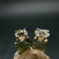 Moldavite & Herkimer Diamond Silver Stud Earrings - 0.4" - 2.52 Grams