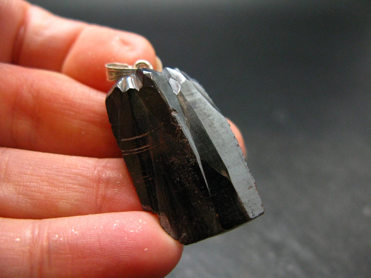 Bubble Hematite Silver Pendant from Morocco - 1.5" - 12.86 Grams