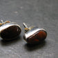 Fire Agate Stud Earrings From Mexico - 0.4" - 2.20 Grams