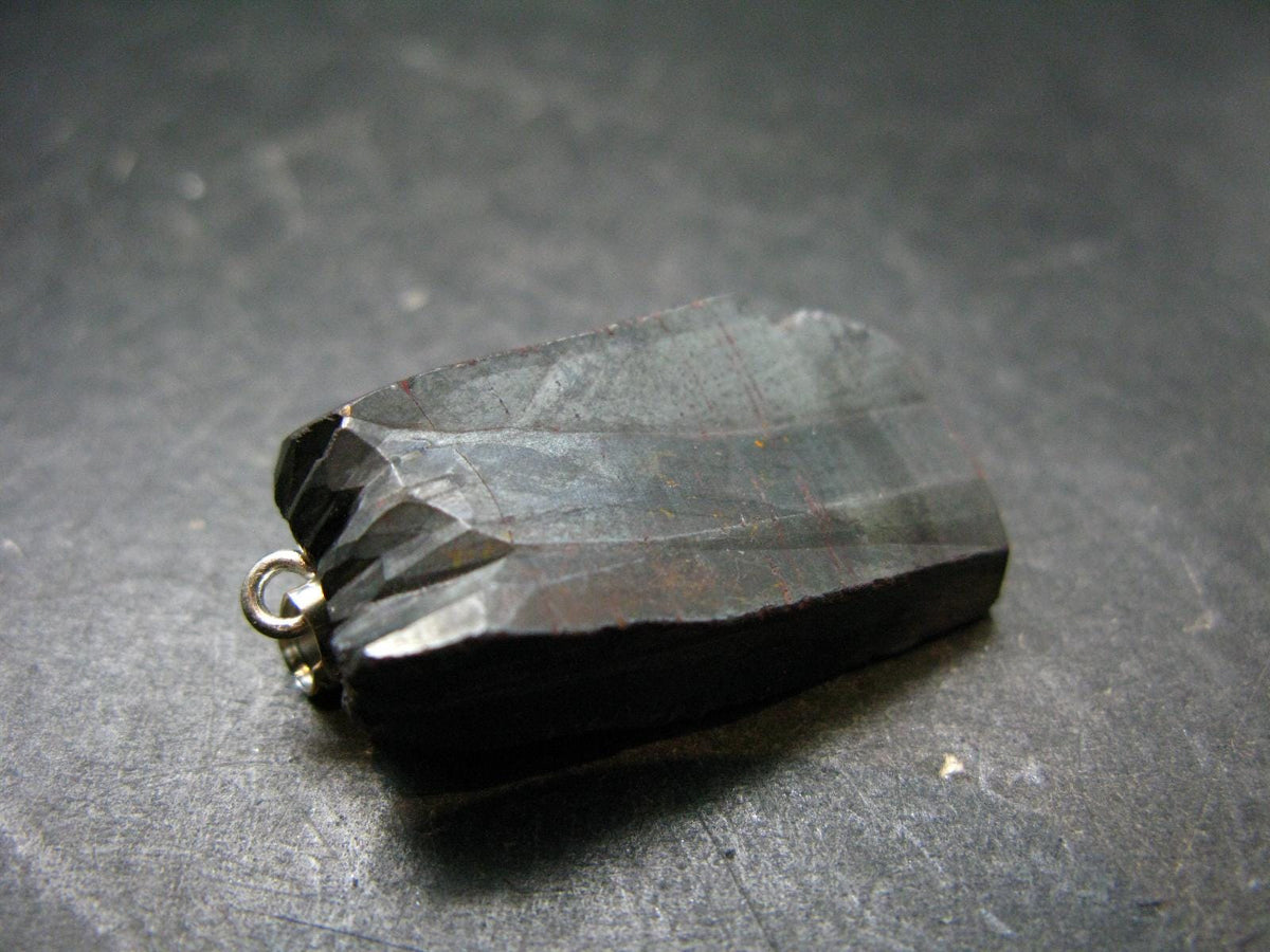 Bubble Hematite Silver Pendant from Morocco - 1.5" - 12.86 Grams