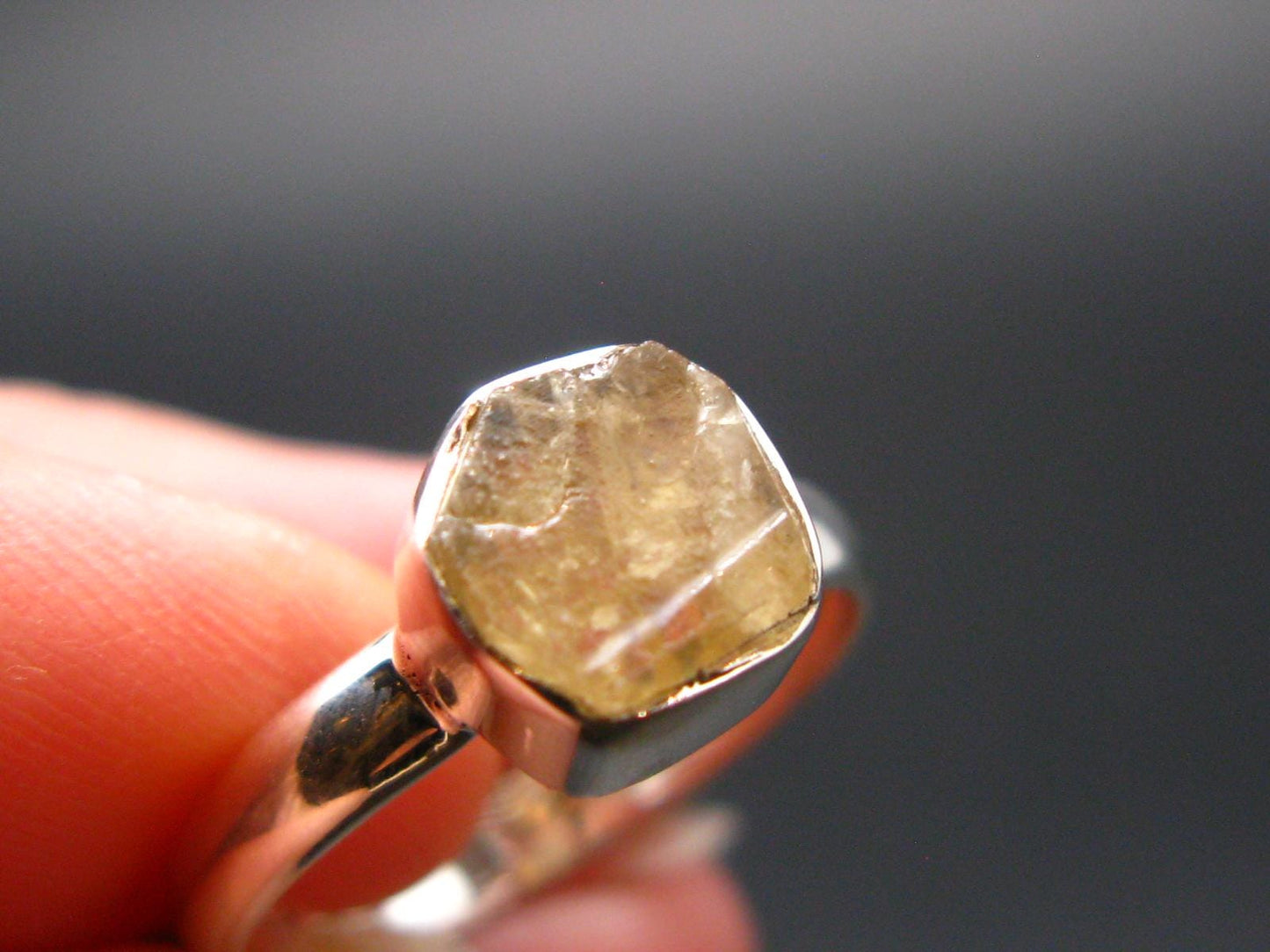 Rare Agni Gold Danburite Silver Ring From Tanzania - 1.99 Grams - size 7