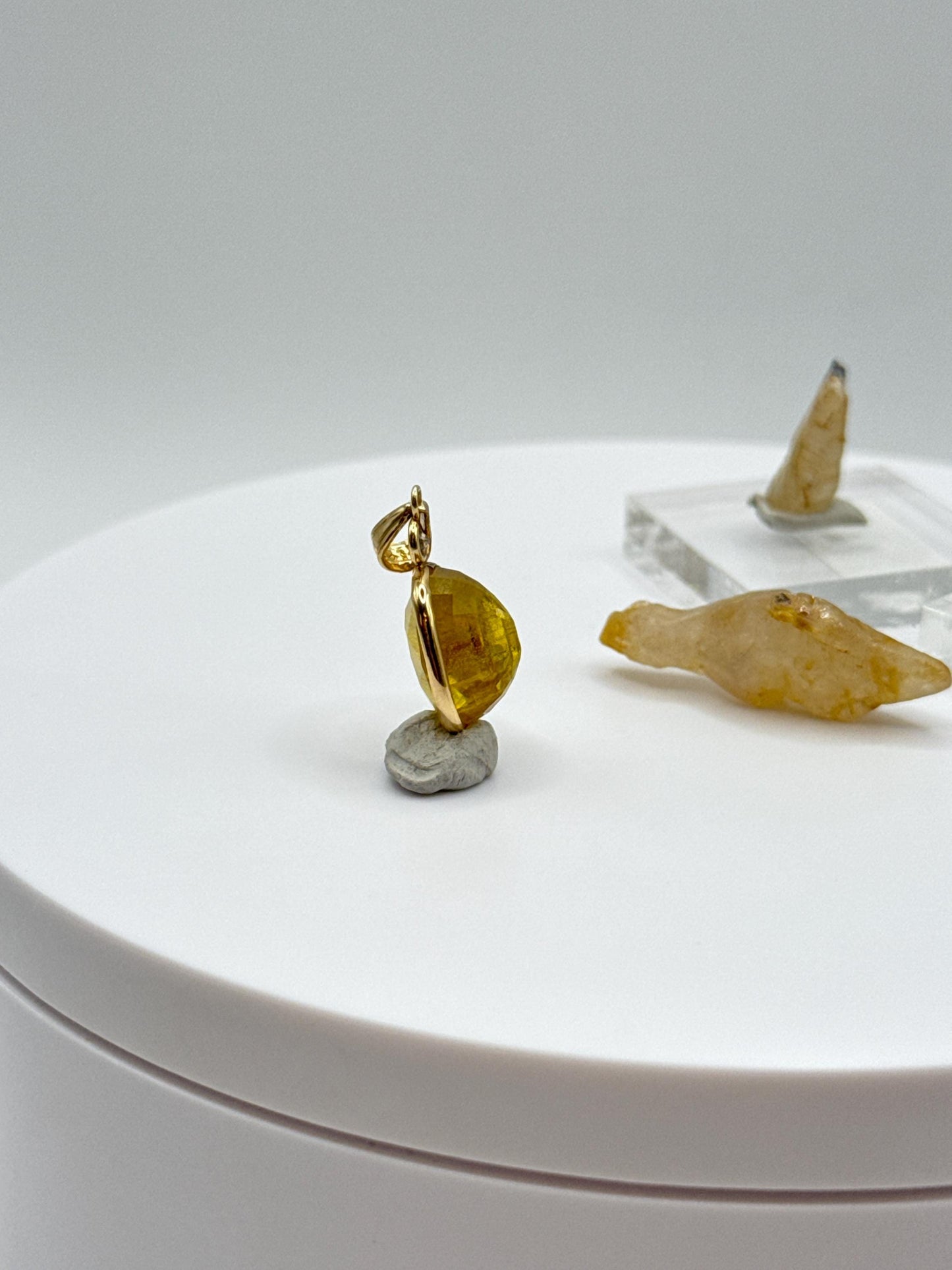 Yellow Sapphire Cushion Pendant | Natural Yellow Sapphire | Gold Bezel Pendant with Accent Stone | September Birthstone Jewelry - 2.06 g