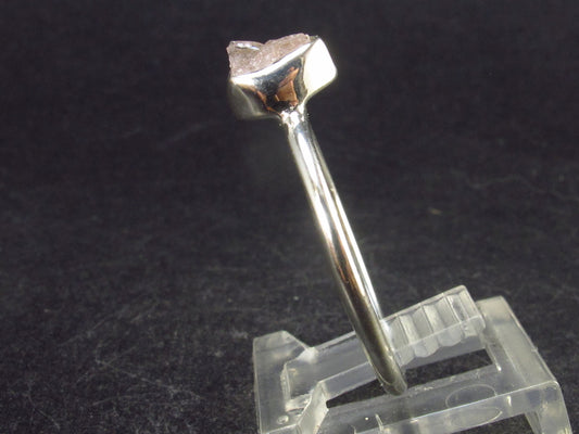 Pink Beryl!! Natural Raw Morganite Silver Ring From Brazil - Size 10 - 2.17 Grams