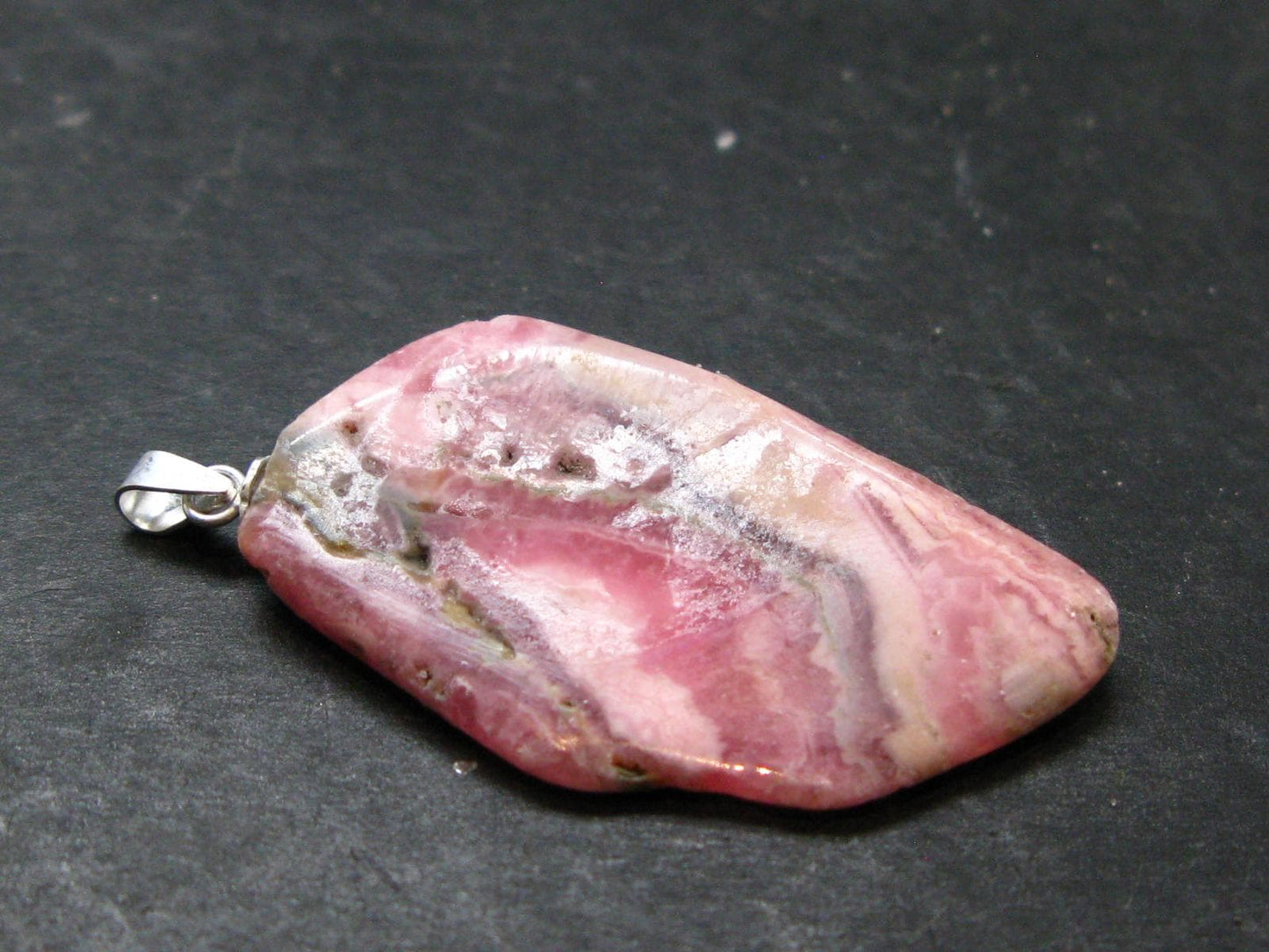 Rhodochrosite Sterling Silver Pendant From Alma Colorado - 1.7" - 6.65 Grams