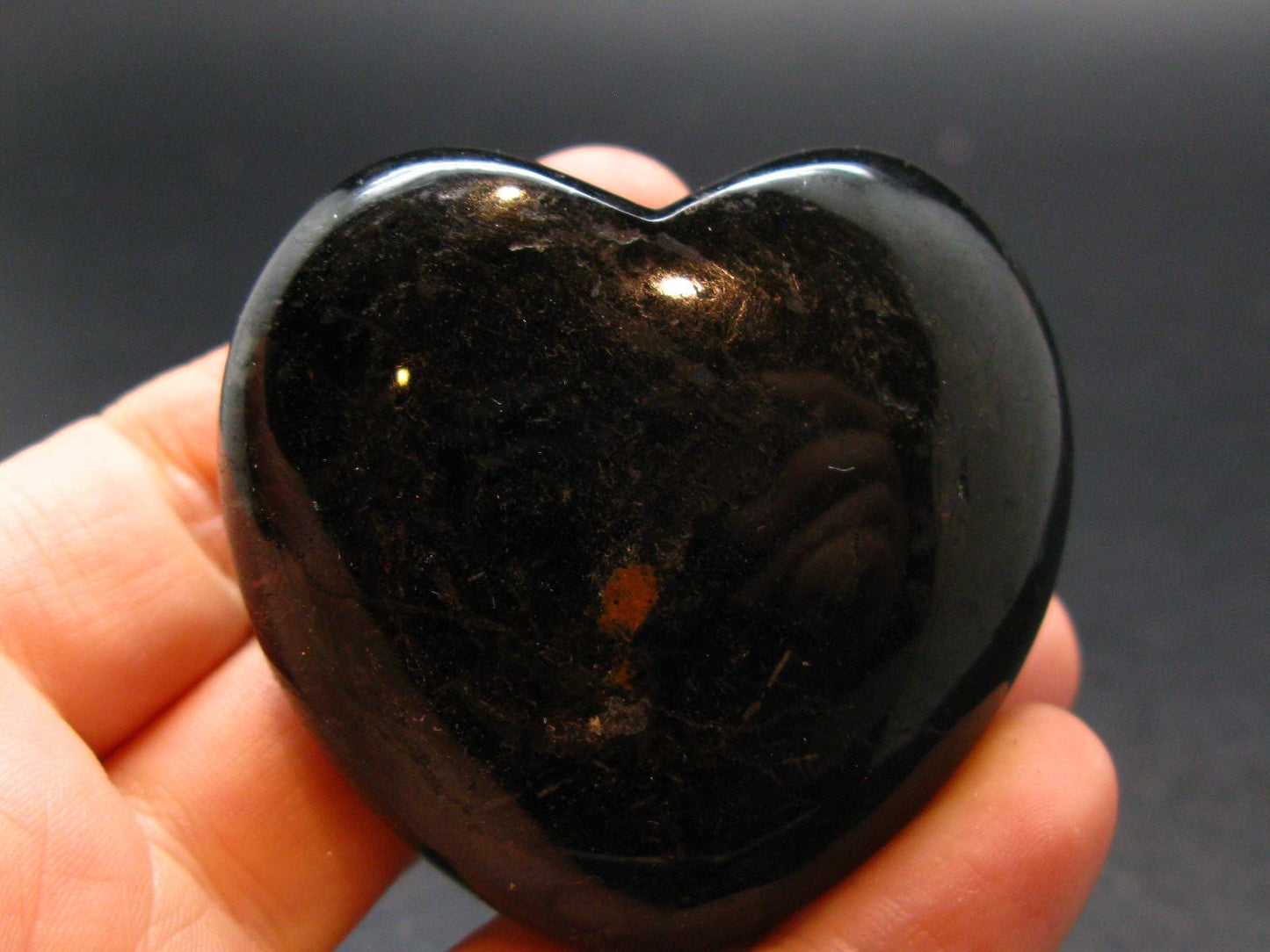 Large Nuumite Nuummite Polished Heart From Greenland - 92.68 Grams - 1.8"