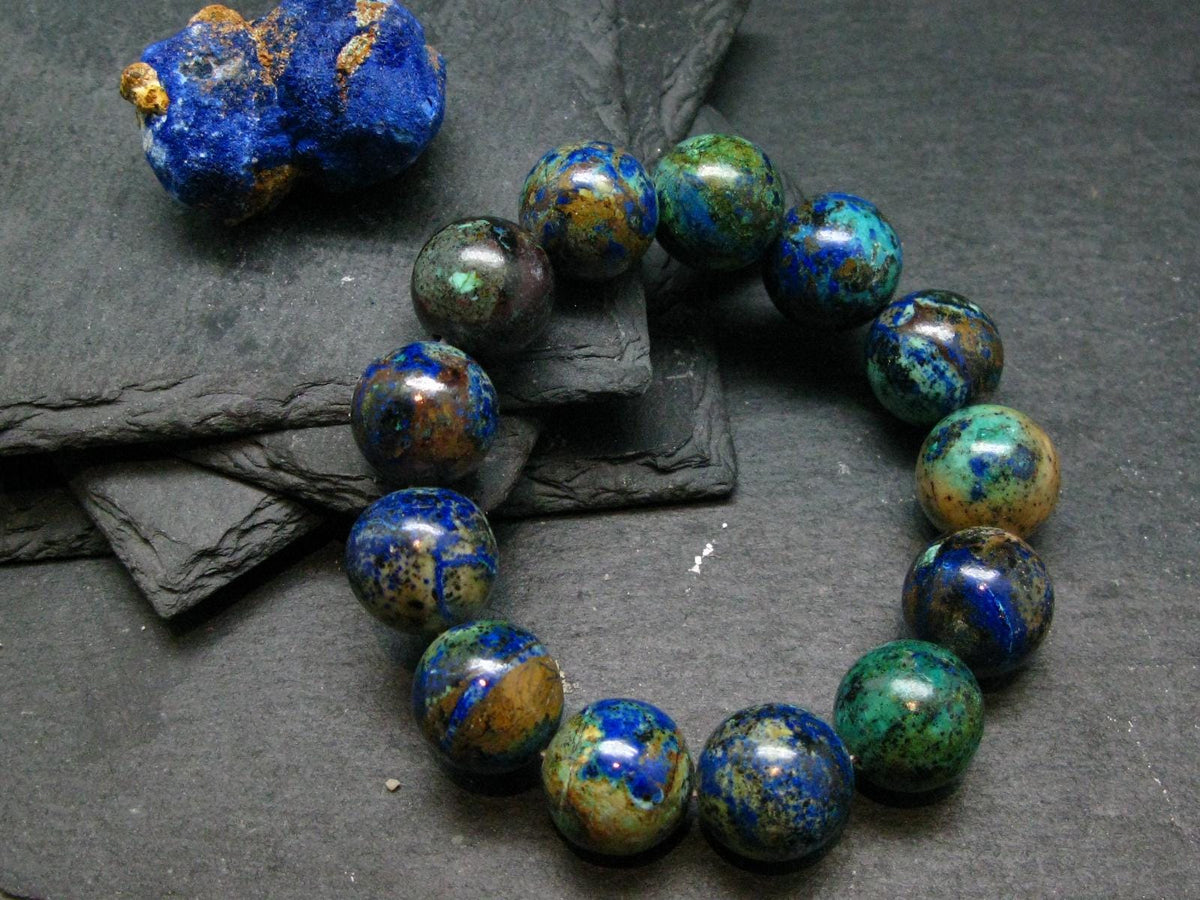 Azurite Genuine Bracelet ~ 7 Inches ~ 16mm Round Beads