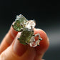 Moldavite & Herkimer Diamond Silver Stud Earrings - 0.7" - 2.61 Grams