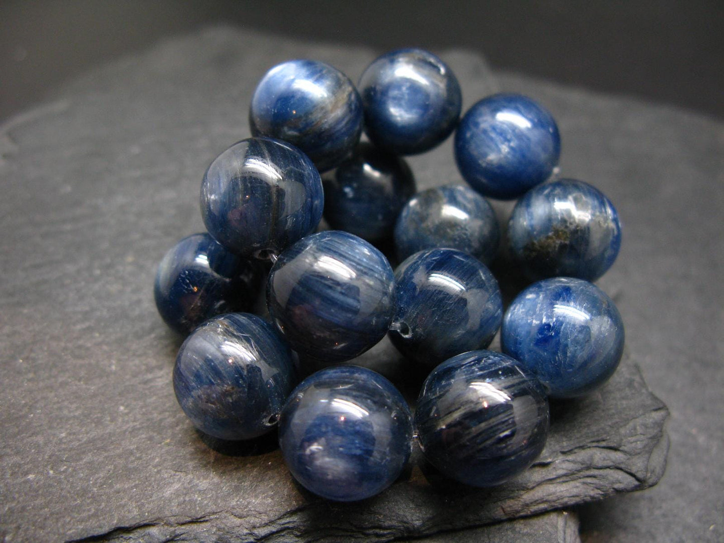 Blue Kyanite Genuine Bracelet ~ 7 Inches ~ 14mm Round Beads