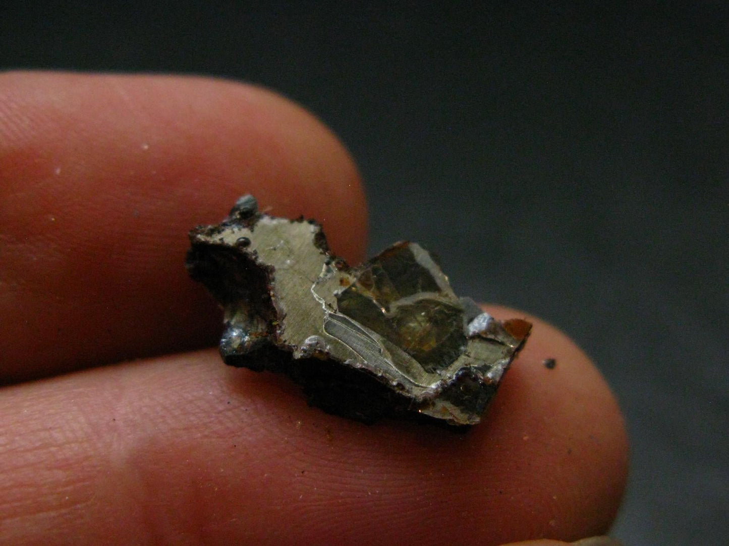 Large Sericho Meteorite Pallasite Olivine Slice From Kenya - 0.6" - 0.94 Grams
