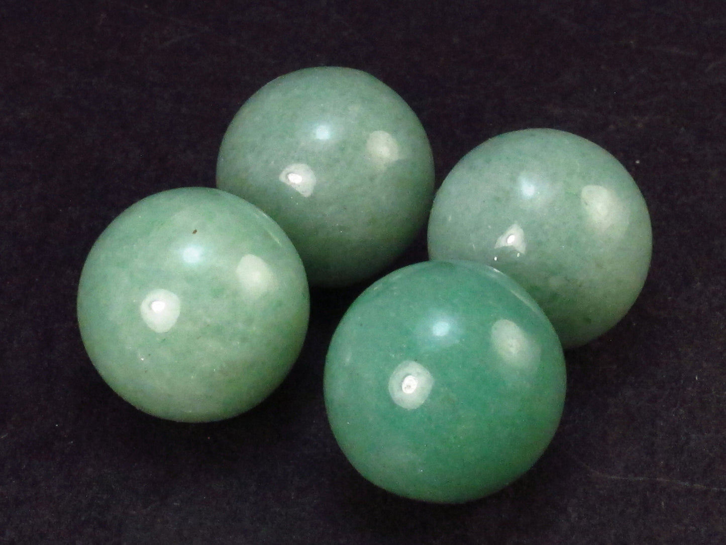 Lot of 4 Natural Green Aventurine Spheres from India - 45.4 Grams