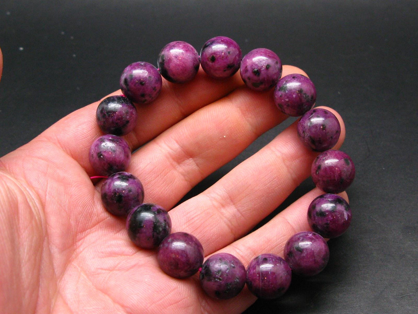 Ruby Genuine Bracelet ~ 7.5 Inches ~ 14mm Round Beads