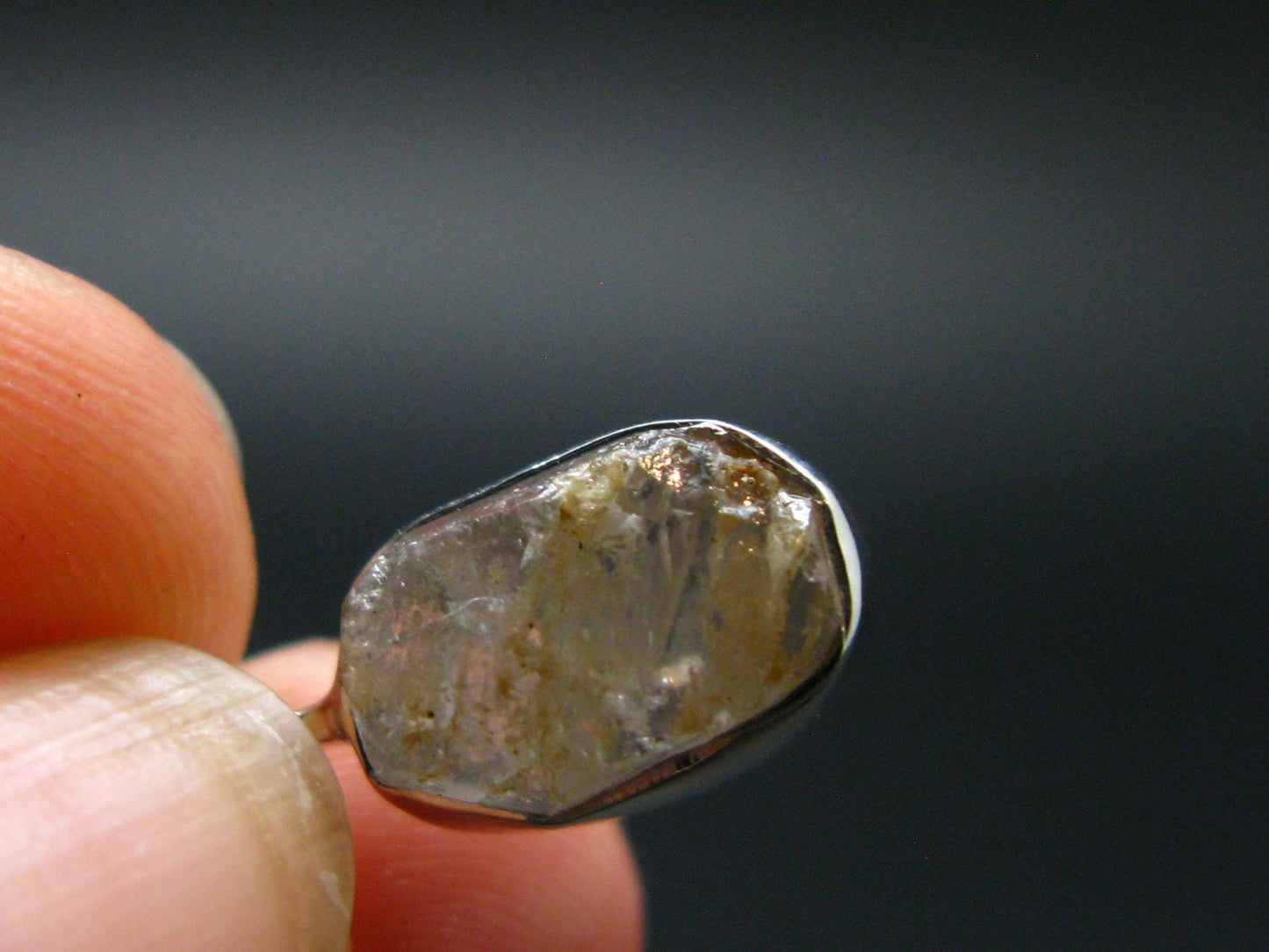 Gray Herderite Silver Pendant from Africa - 0.7" - 1.21 Grams