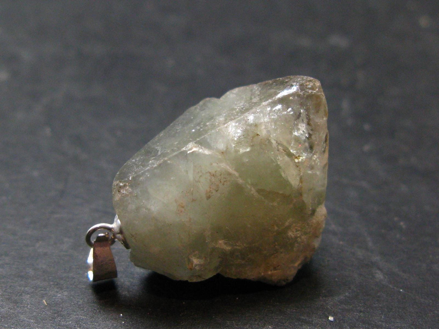Green Herderite Silver Pendant From Pakistan - 1.2" - 7.60 Grams