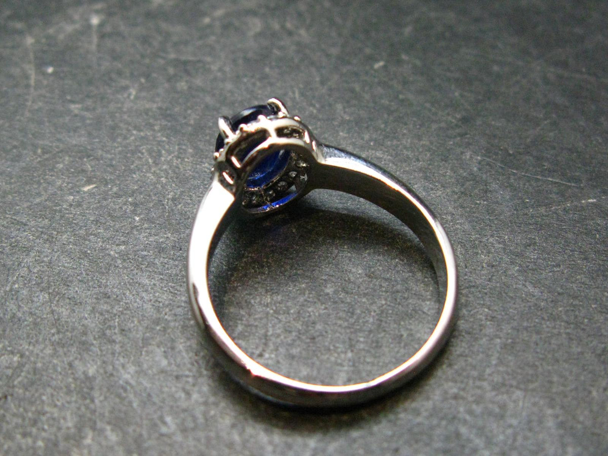 Natural Faceted Dark Blue Sapphire 925 Sterling Silver Ring - 3.08 Grams - Size 7