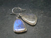 Cabochon Natural Moonstone 925 Sterling Silver Drop Earrings - 1.3" - 6.04 Grams